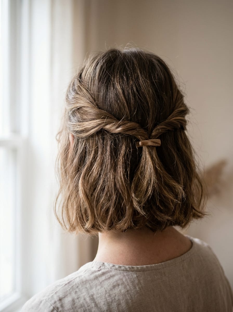 Twisted Half-up Updo - Hochsteckfrisur für kurze Haare